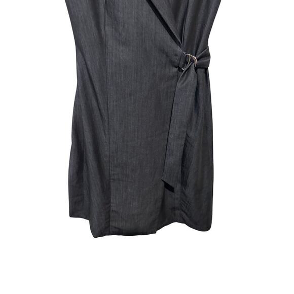 Calvin Klein Size 4 Collar Knee Length Wrap Dress Gray Workwear Office Collared - Picture 4 of 12